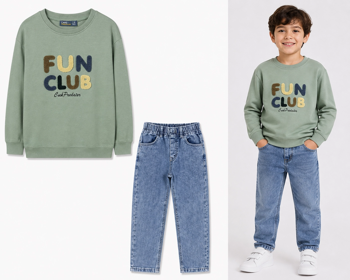 FUN CLUB Çocuk Sweatshirt & Jean Takım 5-12 Yaş