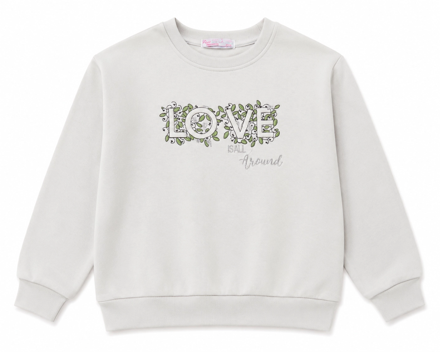 Kız Çocuk 3 İplik Love Baskılı Sweatshirt 5-8 Yaş