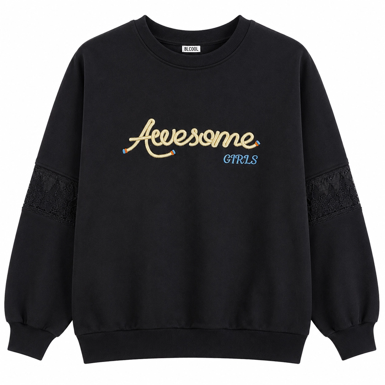 Awesome Dantel Detaylı Kız Çocuk Sweatshirt 5-8 Yaş
