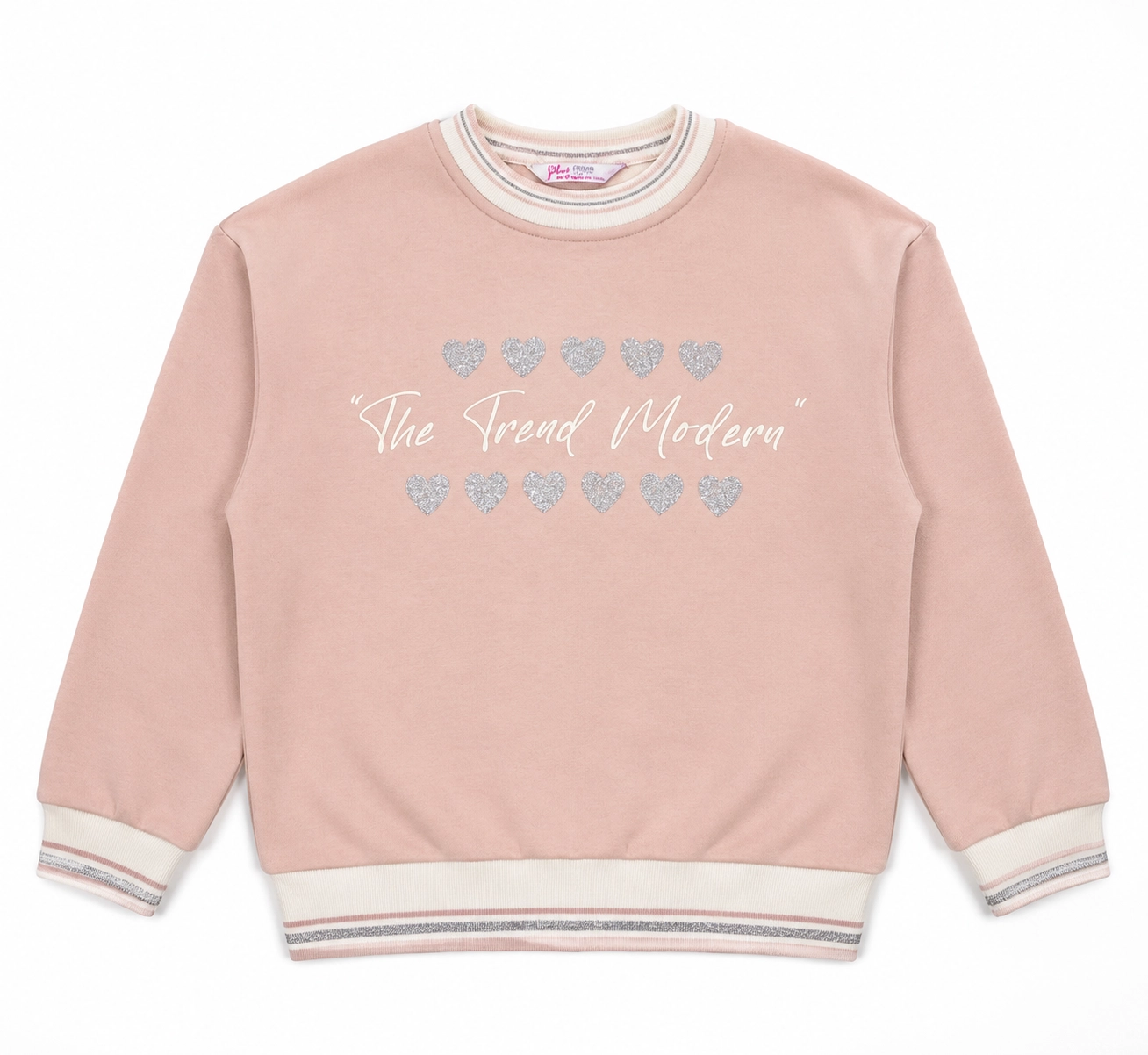 3 İplik Kalpli Sweatshirt 5-8 Yaş