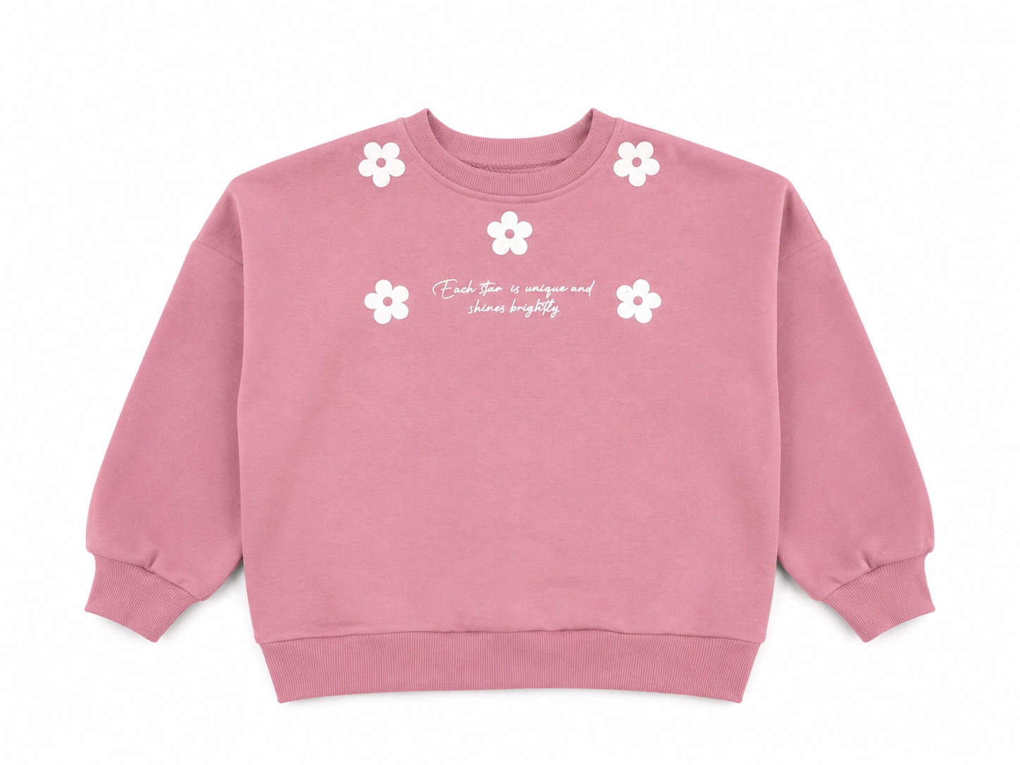 Pembe Çiçek Detaylı Sweatshirt 5-8 Yaş