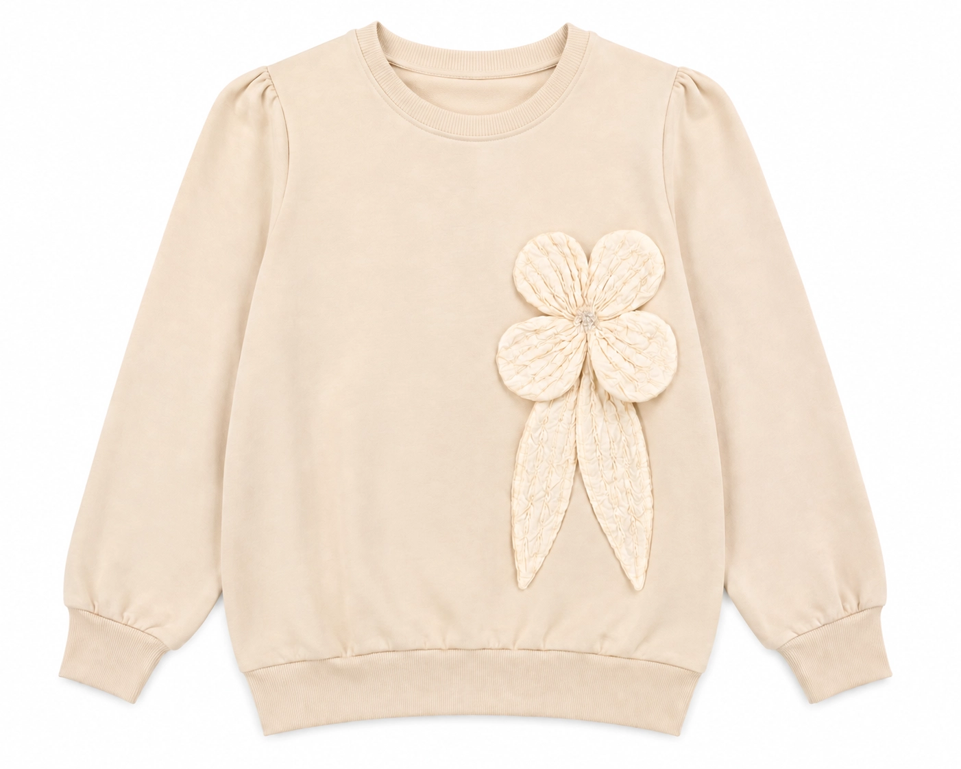 Çiçek Detaylı Kız Çocuk Sweatshirt 9-12 Yaş