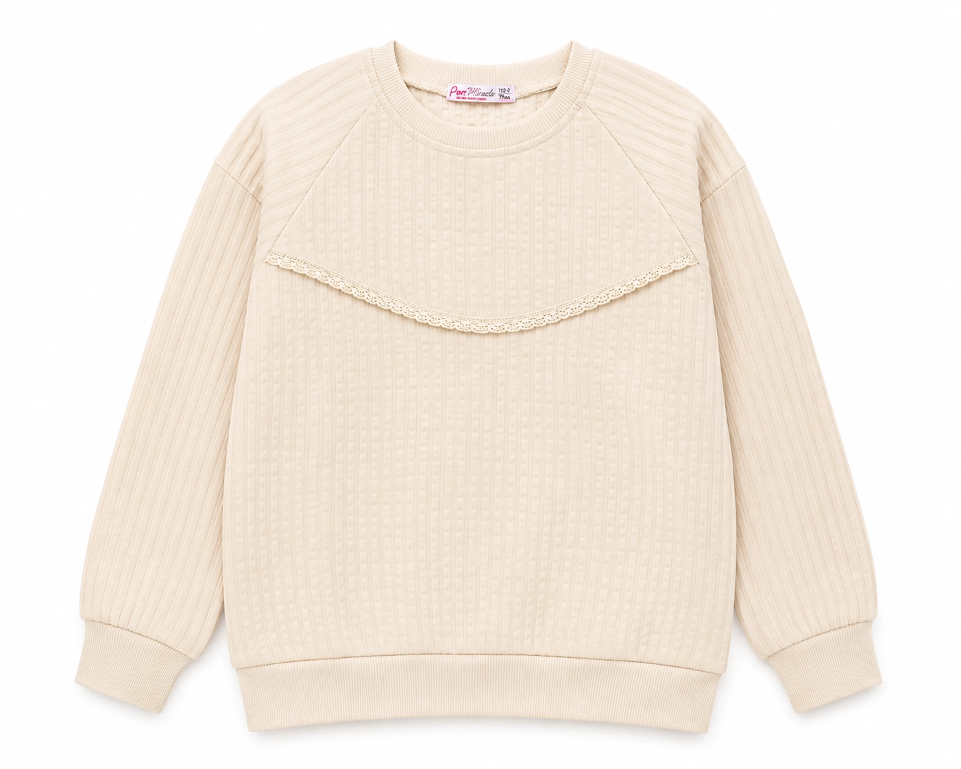  Dantelli Detaylı Kız Çocuk Sweatshirt 5-8 Yaş