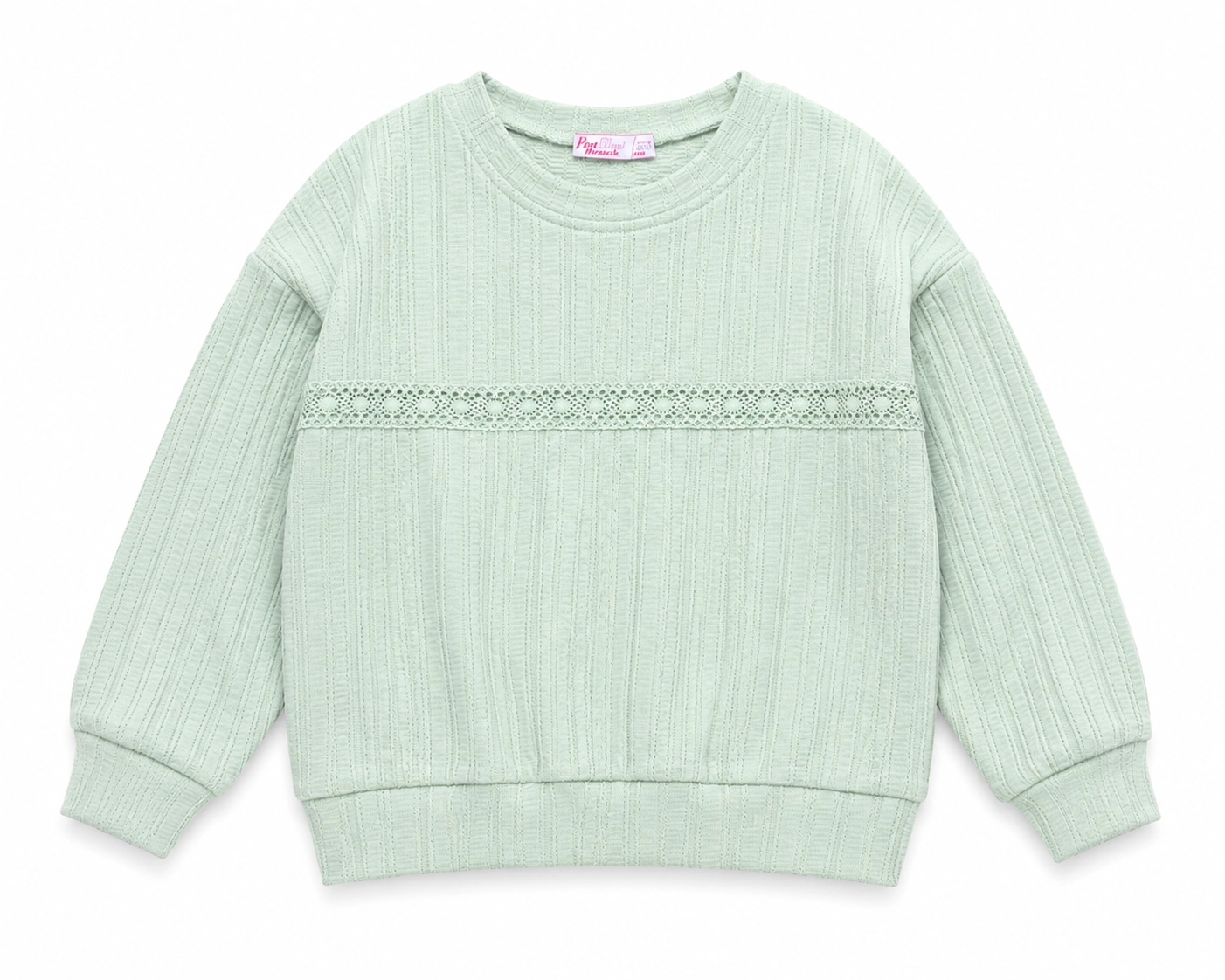 Dantel Detaylı Örgü Sweatshirt 5-8 Yaş