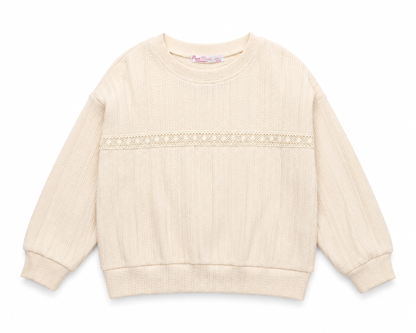 Dantel Detaylı Örgü Sweatshirt 5-8 Yaş