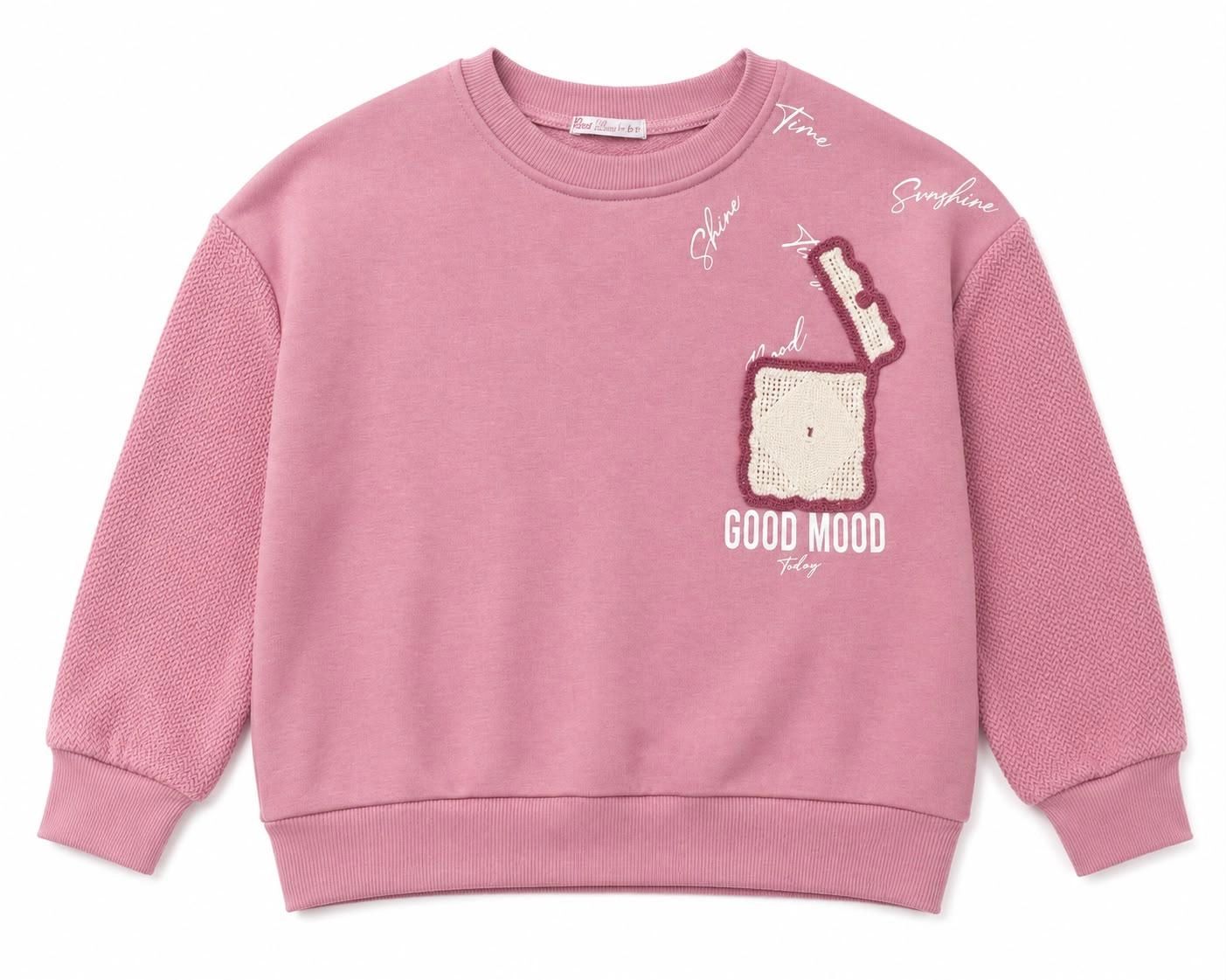 Örgü Detaylı Kız Çocuk Sweatshirt 5-8 Yaş