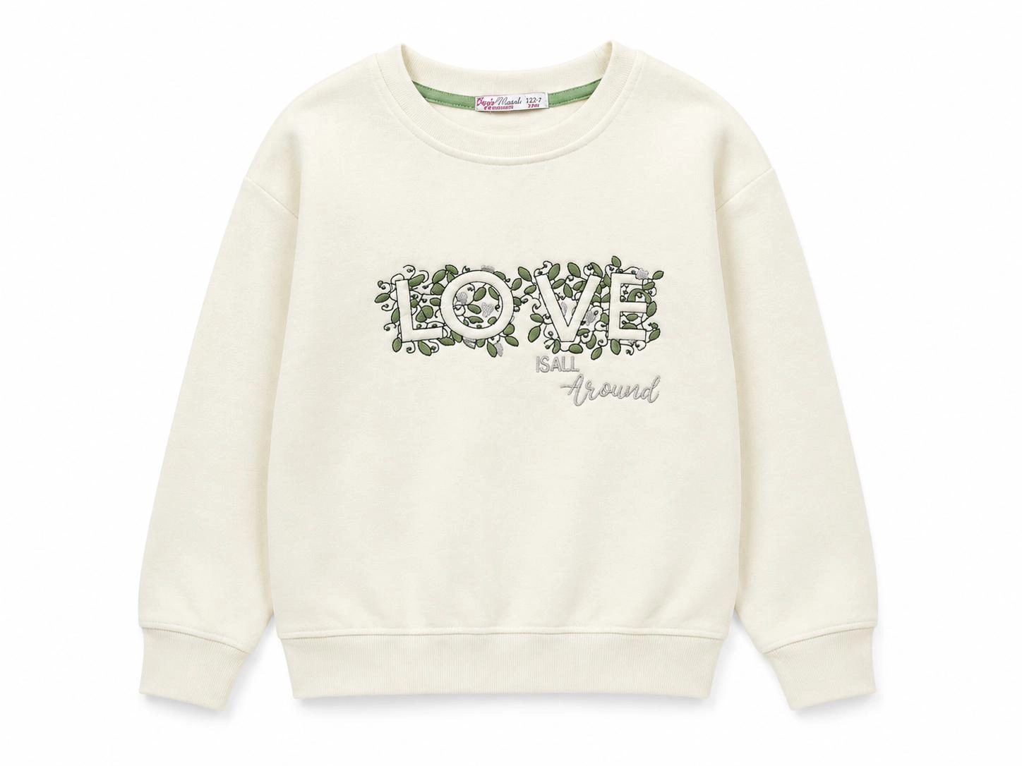 Kız Çocuk 3 İplik Love Baskılı Sweatshirt 5-8 Yaş