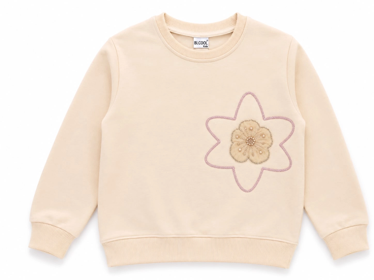 Çiçek Detaylı Kız Çocuk Sweatshirt 5-8 Yaş
