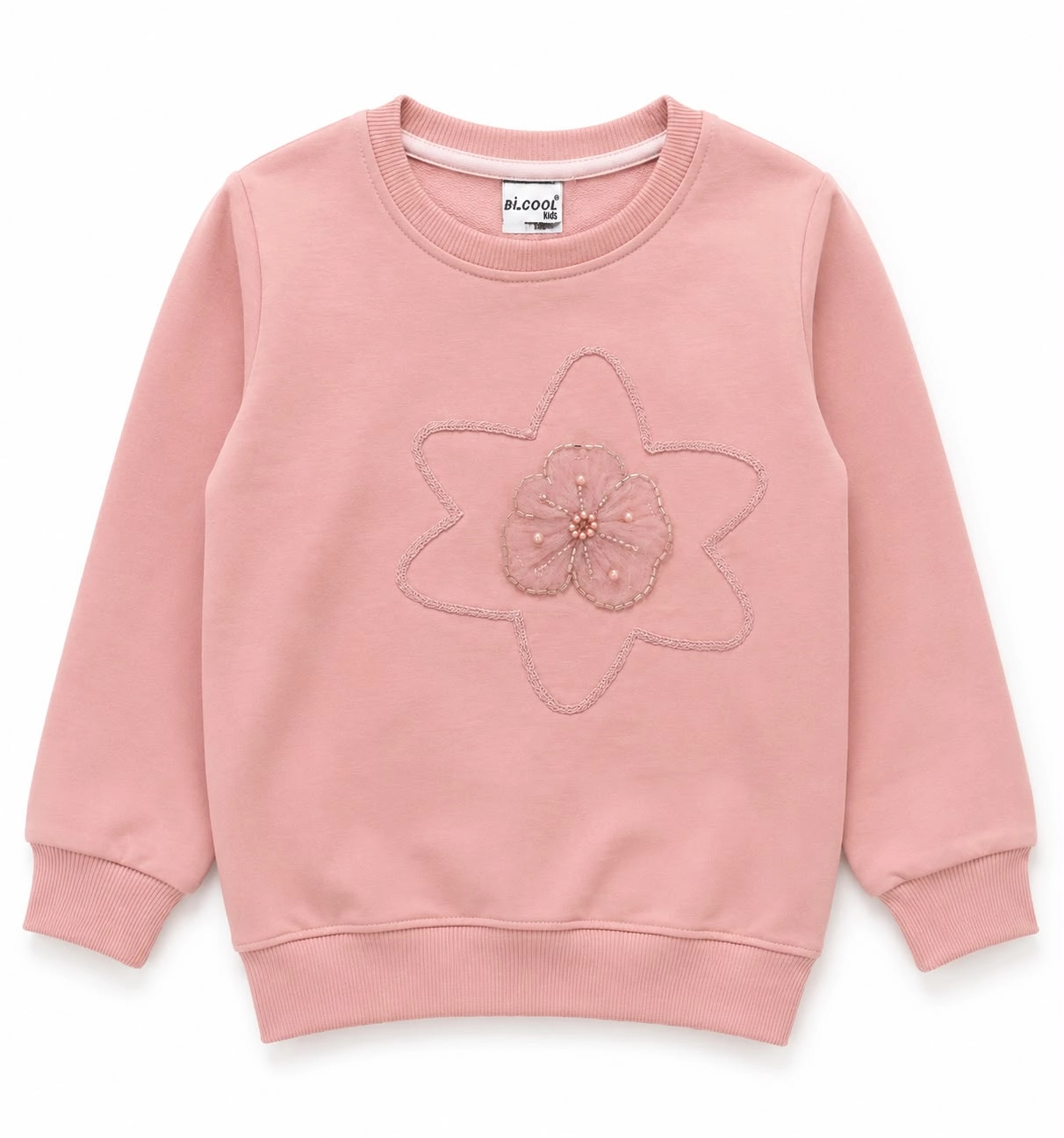 Çiçek Detaylı Kız Çocuk Sweatshirt 5-8 Yaş