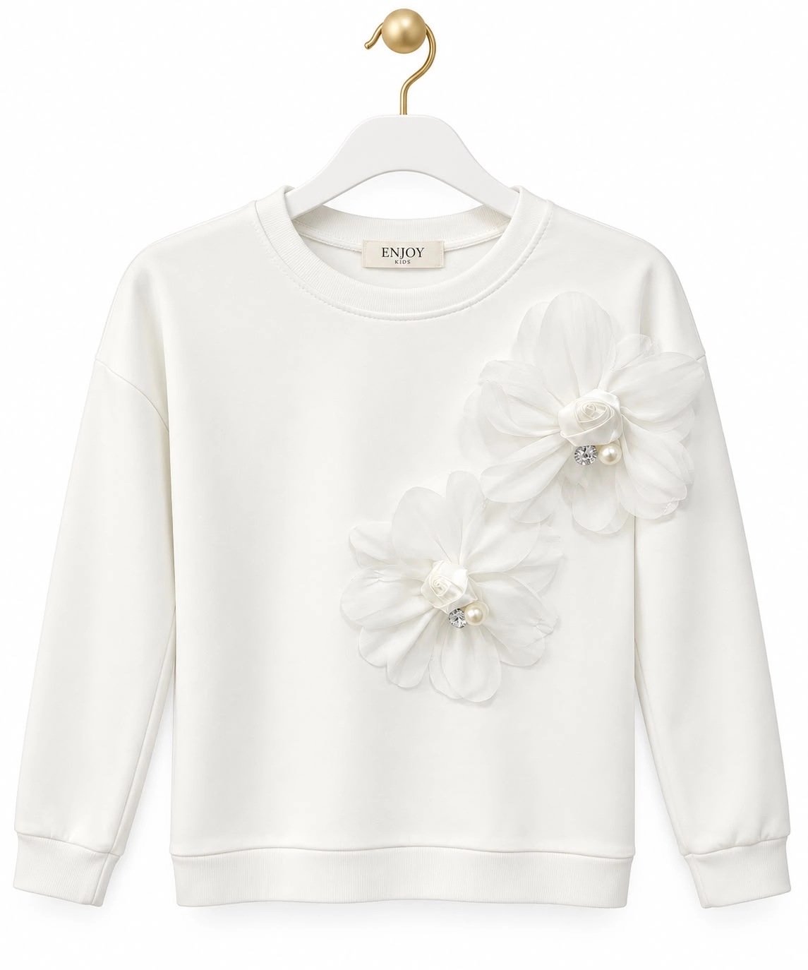 Çiçek Detaylı Kız Çocuk Sweatshirt 9-16 Yaş