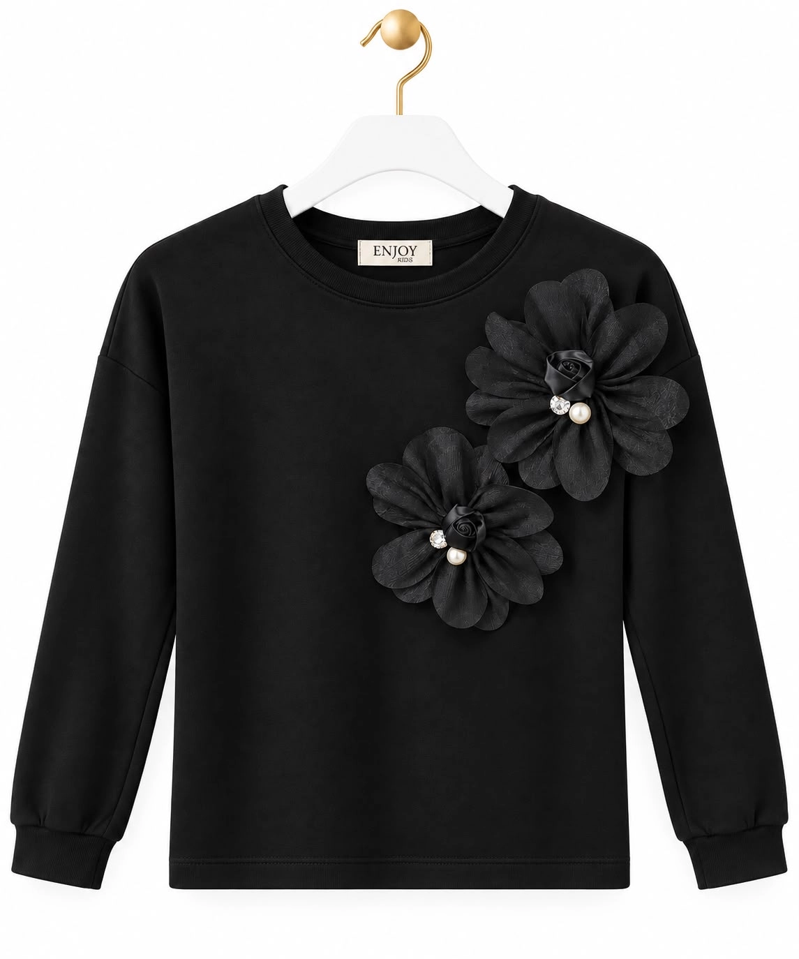 Çiçek Detaylı Kız Çocuk Sweatshirt 9-16 Yaş